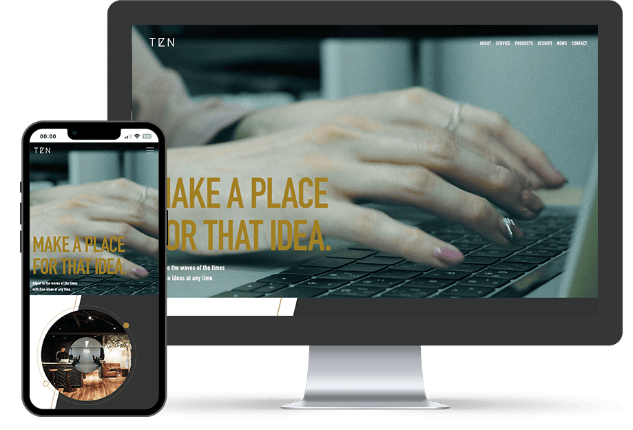 TEN様 コーポレートサイト レスポンシブ 構成 デザイン コーディング